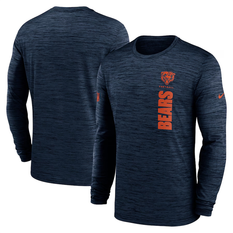 Men's Chicago Bears Navy 2024 Sideline Team Velocity Performance Long Sleeve T-Shirt Men's Chicago Bears Navy 2024 Sideline Team Velocity Performance Long Sleeve T-Shirt